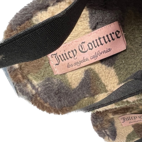 Juicy Couture Griffin Slide Sandals Black Velvet Camo Green Ankle Strap Size 10 - Picture 8 of 10